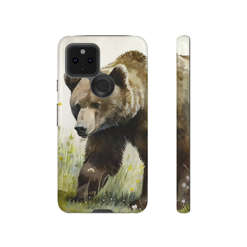Grizzly Bear in a Field - Impact Resistant Phone Case Google Pixel 5 5G Glossy